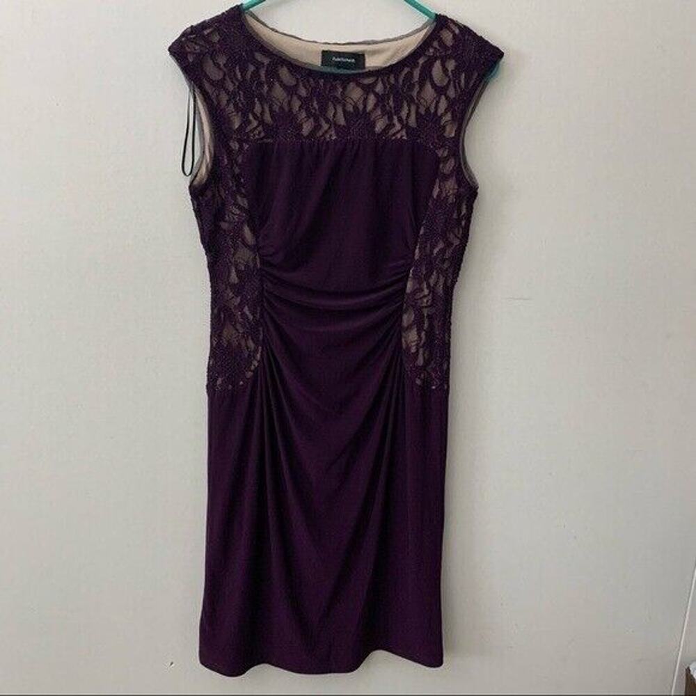 R&M Richards Purple Glitter Ruched Dress Mother Of The Bride Bridesmaid Wedding